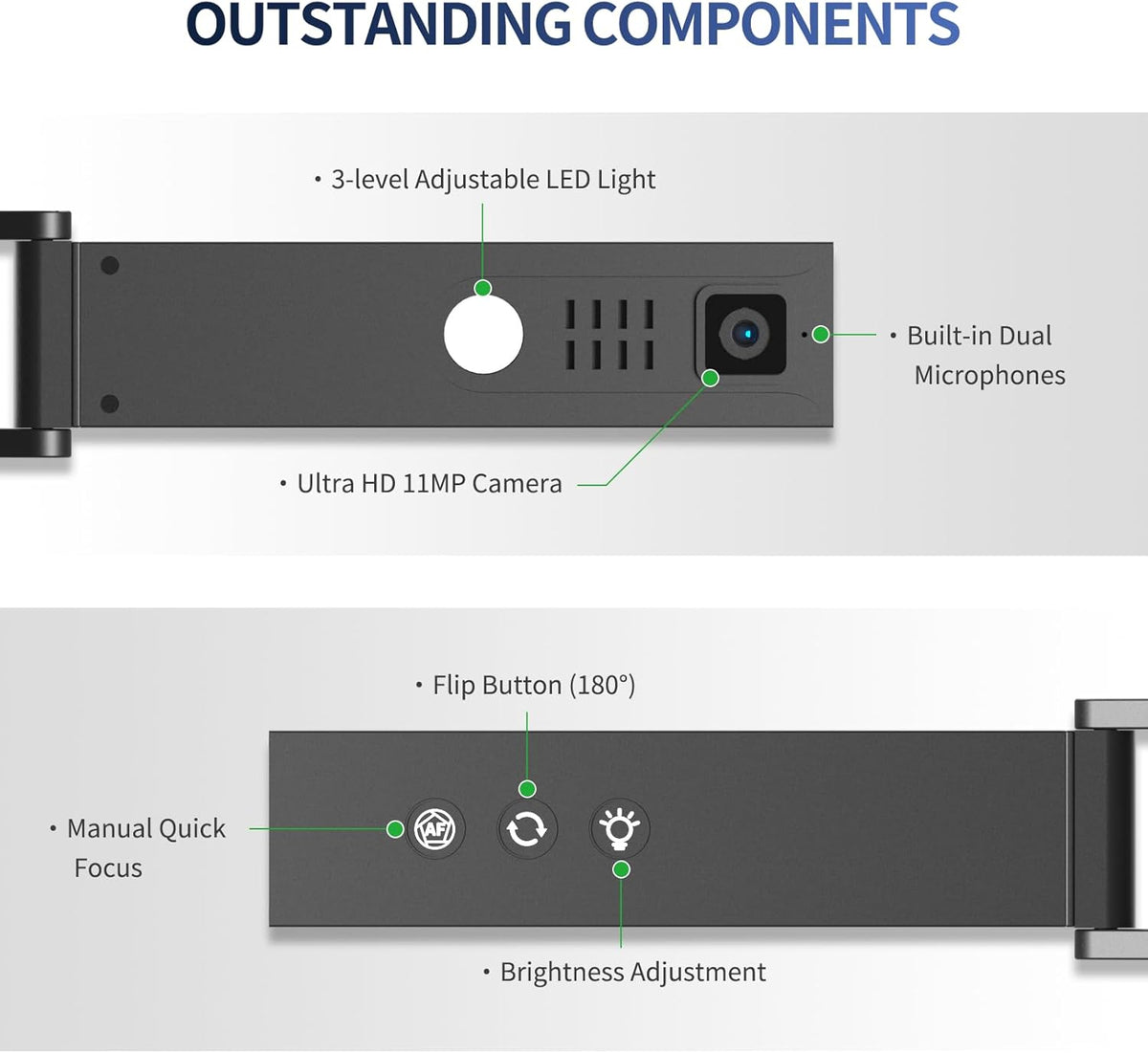 NETUM Documentcamera en webcam 4K met microfoon USB-visualizer 3-niveau Touch LED Auto-focus Image Invert Opvouwbaar voor Windows Mac OS Linux - Remote Teaching & Live Demo (SD-1300)