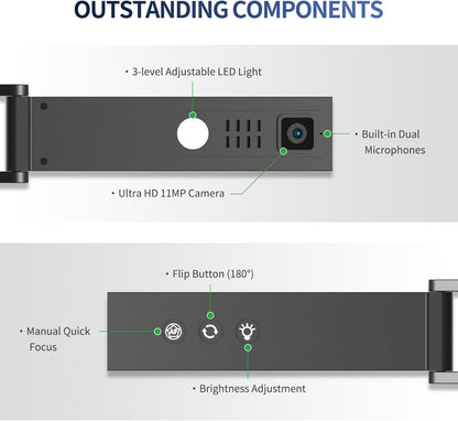 NETUM Documentcamera en webcam 4K met microfoon USB-visualizer 3-niveau Touch LED Auto-focus Image Invert Opvouwbaar voor Windows Mac OS Linux - Remote Teaching & Live Demo (SD-1300)