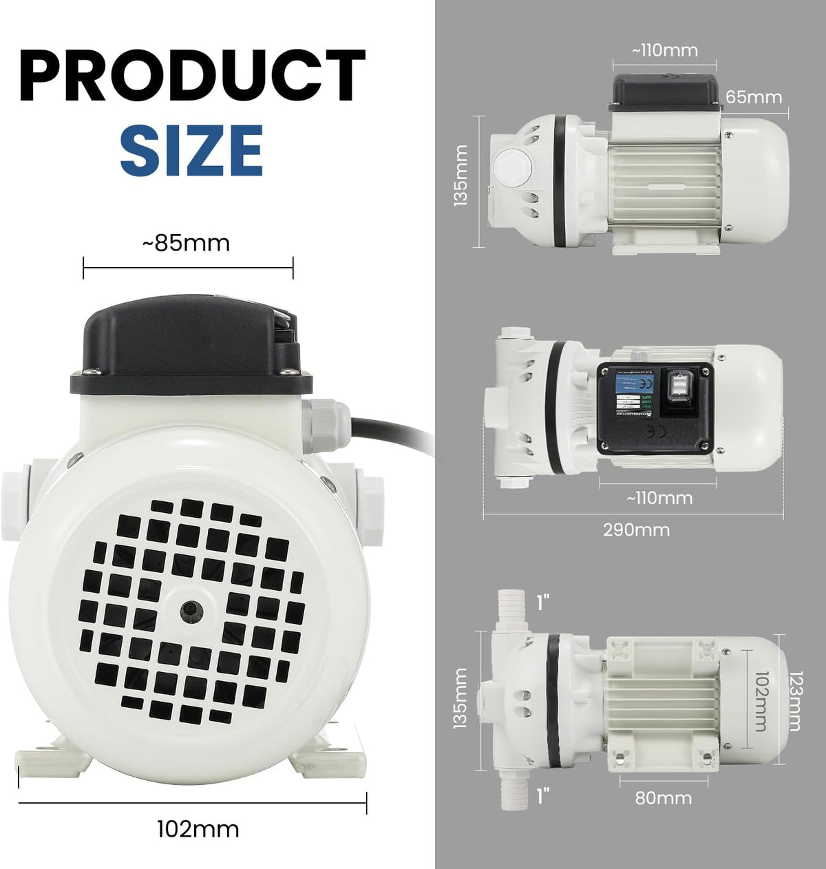 Mxmoonant 220 v 400 W 40L/MIN Zelfaanzuigende Membraanpomp Elektrische Wijnpomp Zuur en Alkali Resistente Chemische Pomp Ureum Pomp Wasserij Vloeibare Waterpomp Food Grade