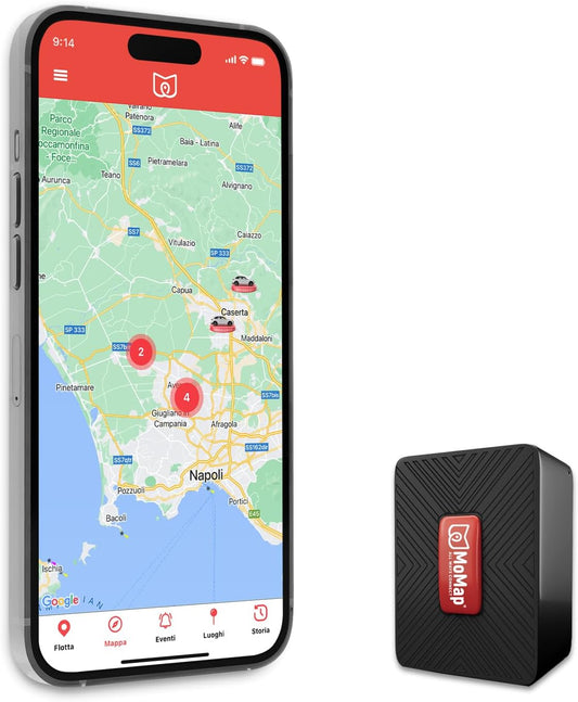 MoMap Mini Plus 4G GPS-tracker voor auto en motorfiets met app iOS/Android, live lokalisatie, internationale SIM met abonnement inbegrepen, real-time alarm, app en ondersteuning, 100% Italiaans