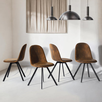 FurnitureR Rolling Seat Eetkamerstoelen, Beddengoed, Suede Bruin, D38xB44xH84CM