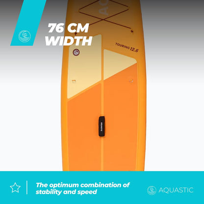 <font dir="auto" style="vertical-align: inherit;"><font dir="auto" style="vertical-align: inherit;">        AQUASTIC Touring Inflatable SUP board, touring profile, Drop Stitch Lite + stiffness and lightness, 2600 g/m² single-layer PVC, 381 × 76 × 15 cm, 3