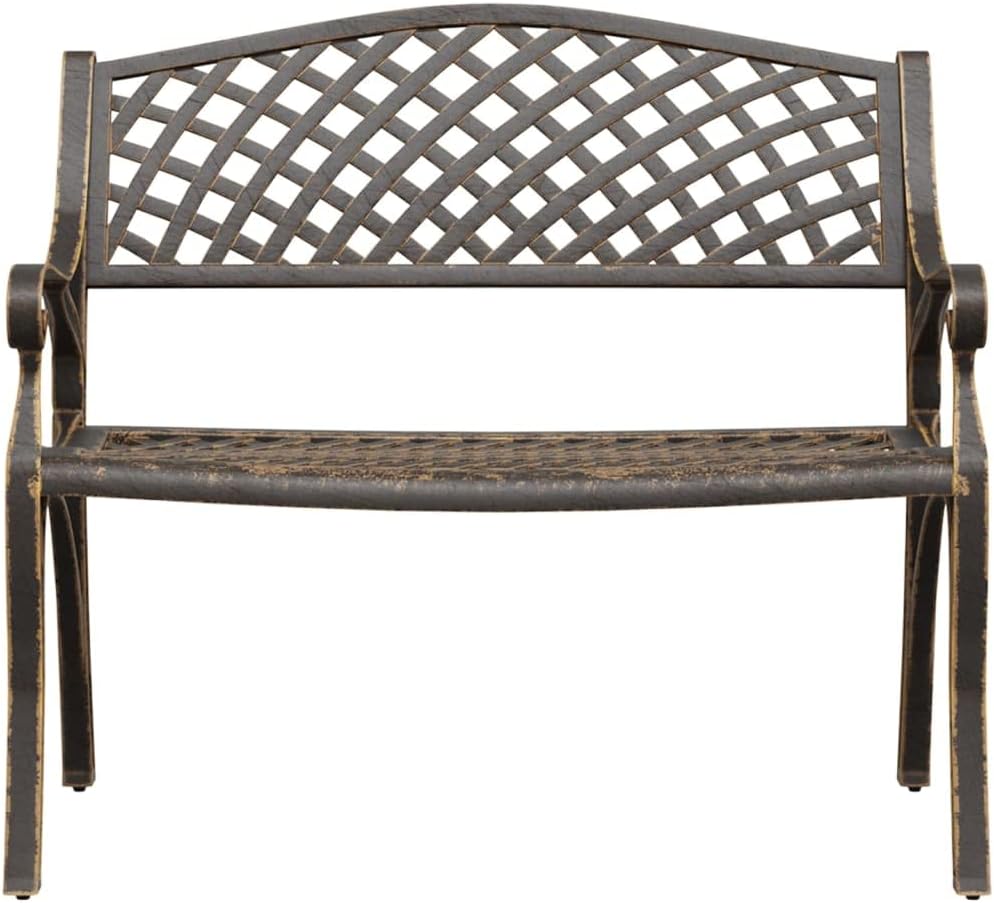 Flash shipping: garden bench suitable for garden furniture, outdoor seating, parks, terraces, benches with backrest, 102 cm cast aluminium, bronze - QUORE