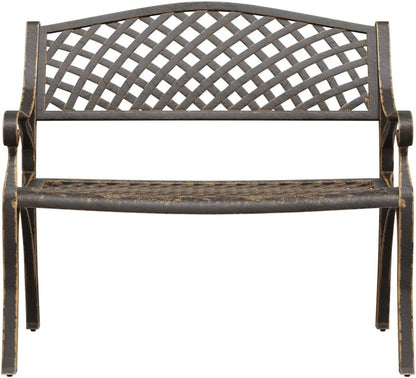 Flash shipping: garden bench suitable for garden furniture, outdoor seating, parks, terraces, benches with backrest, 102 cm cast aluminium, bronze - QUORE