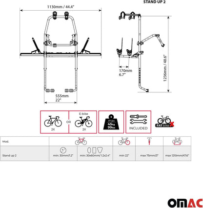 Menabo 000063400000 Stand Up Back Bike Paths, Steel with Aluminium 2 Contributions - QUORE