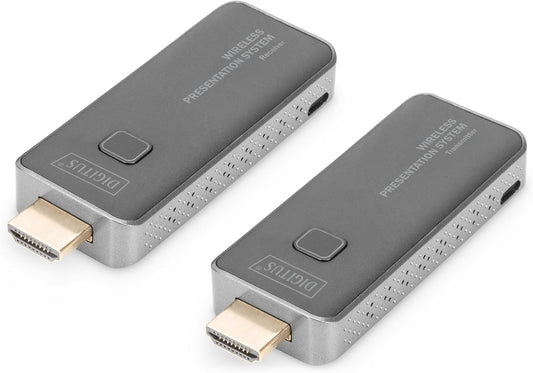 DIGITUS DS-55319 Click & Present Mini - Draadloos presentatiesysteem - BYOD: Laptop, tablet, smartphone - Geen app/driver nodig - Echt Plug & Play - Zilver/Zwart