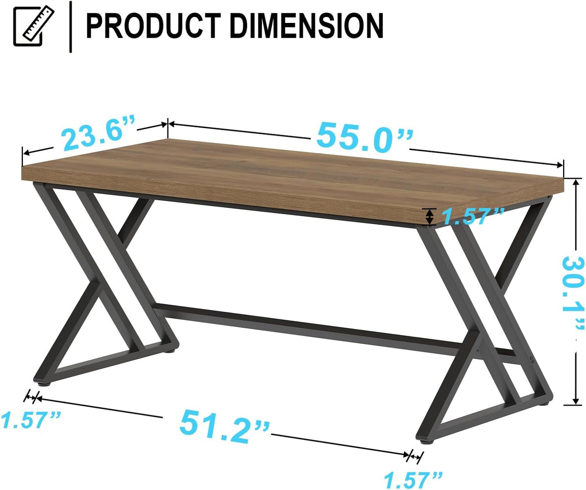 LVB Houten computerbureau, rustiek thuiskantoor executive bureau voor slaapkamer, industriële houten computer schrijven studiewerk gamingtafel, moderne metalen pc student eenvoudig bureau met opslag,