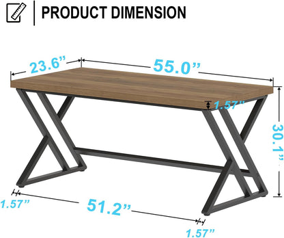 LVB Houten computerbureau, rustiek thuiskantoor executive bureau voor slaapkamer, industriële houten computer schrijven studiewerk gamingtafel, moderne metalen pc student eenvoudig bureau met opslag,