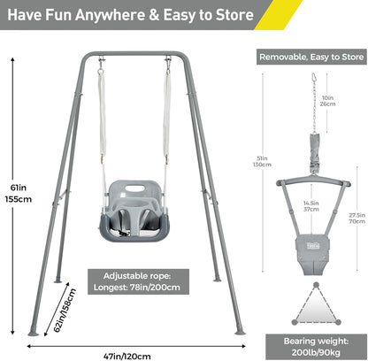 FUNLIO 2-in-1 swingset voor jumper grijs