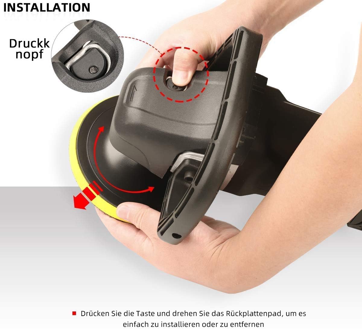 SPTA Polijstmachine, 125 mm/150 mm/180 mm polijstmachine met variabele snelheid, professionele set - slijpmachine 1200 watt + polijstspons accessoireset, polijstschijf, wolschijf voor auto, boot