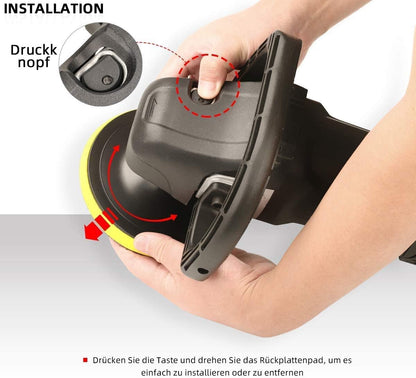 SPTA Polijstmachine, 125 mm/150 mm/180 mm polijstmachine met variabele snelheid, professionele set - slijpmachine 1200 watt + polijstspons accessoireset, polijstschijf, wolschijf voor auto, boot