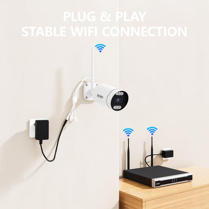 5MP Bewakingscamera Systeem – CCTV Beveiligingscamera – Draadloos Camerasysteem – Outdoor Camera Set – Videobewaking – Spotlight Nachtzicht – 3TB Opslag