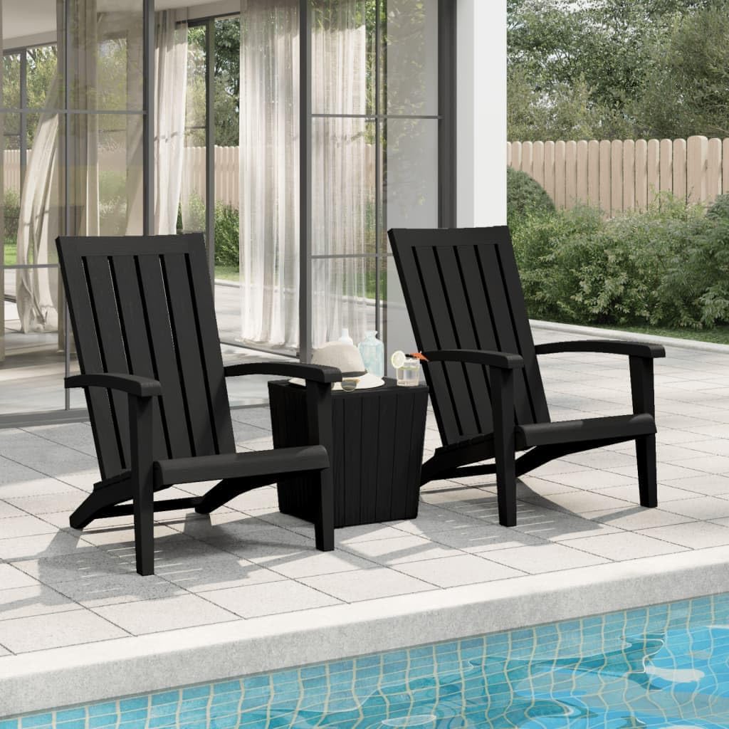 vidaXL Adirondack Garden Chairs Set of 2 Black Polypropylene - QUORE