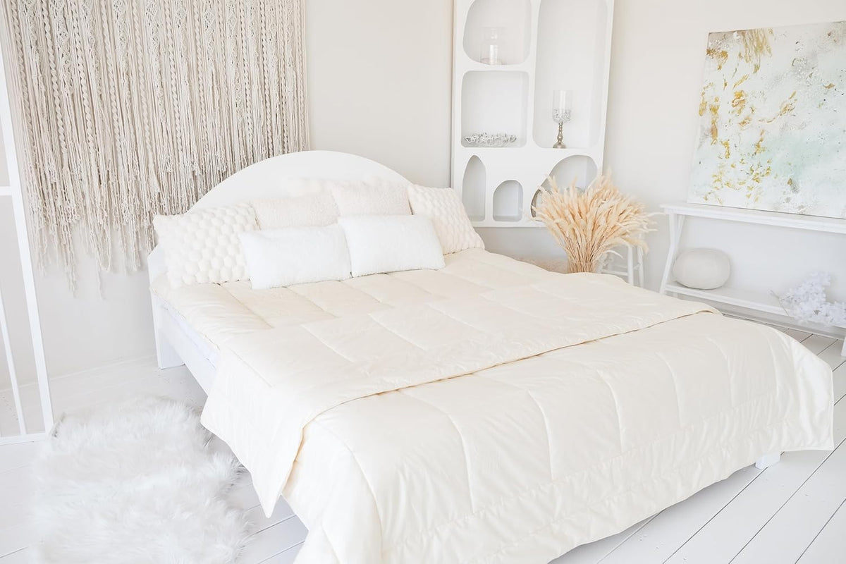 All Season Wool Comforter Down Alternative Bedding Comforter met hoektabs, temperatuurregeling en vochtafvoerende deken, 200 x 200 cm