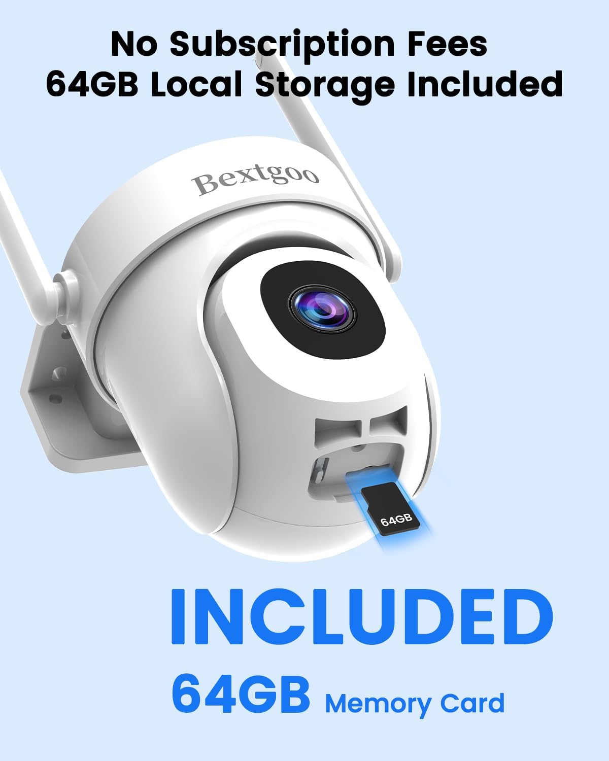 Bewakingscamera WiFi voor Buiten, Bextgoo 5MP Outdoor Home Beveiligingscamera met 64G TF-kaart, 2,4/5G WiFi, 360° Automatische Bewakingscamera, Bewegingsdetectie-meldingen, Kleuren Nachtzicht, 2 Stuks