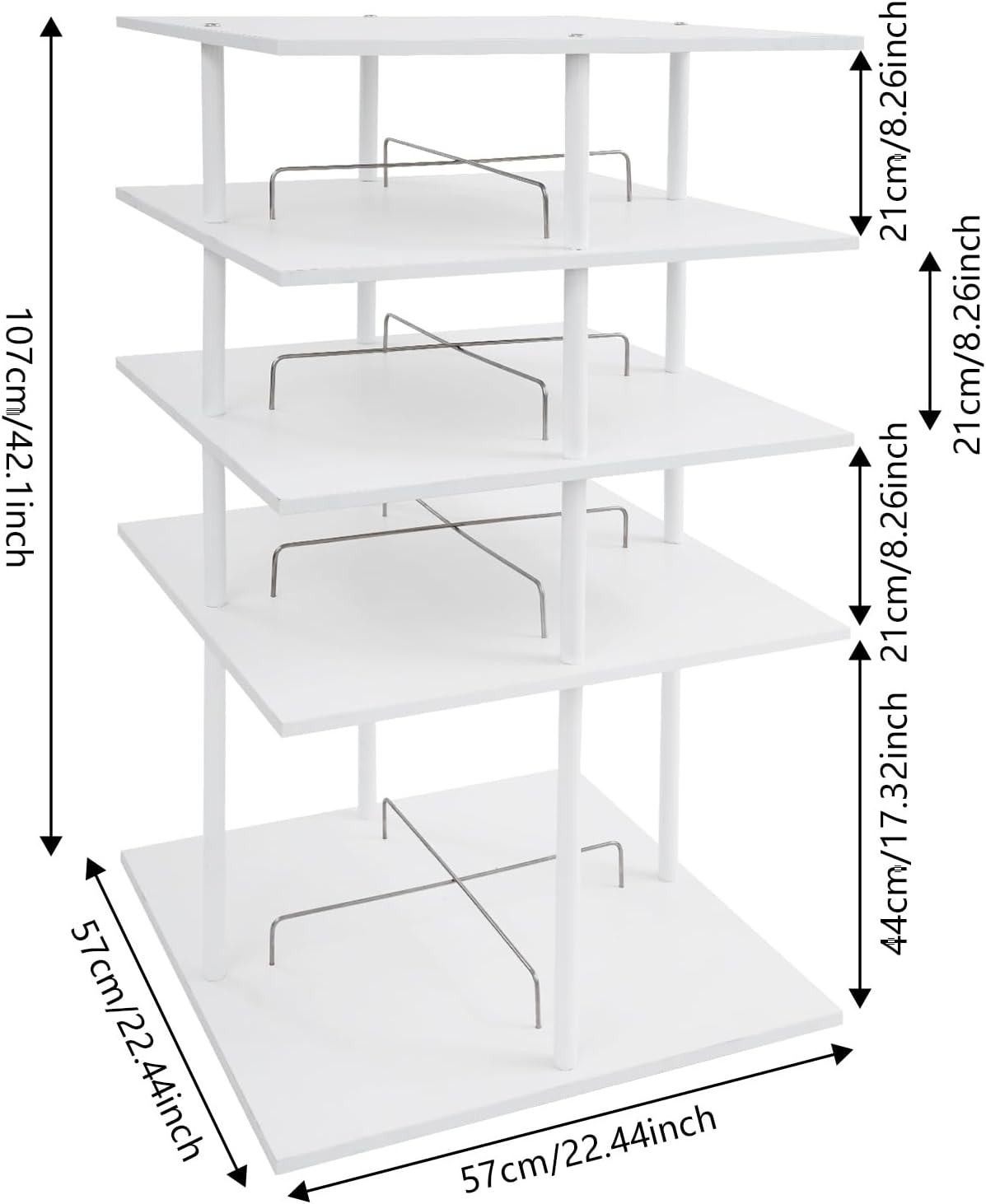 360° Floor Stand Rotating Shoe Organizer, Shoe Rack, Rotating Shoe Rack, Multi-layer Shoe Stand, Swivel for Placement, Shoes, Hats, Handbags etc. (4 Floors, White) - QUORE