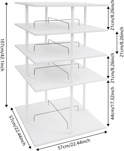 360° Floor Stand Rotating Shoe Organizer, Shoe Rack, Rotating Shoe Rack, Multi-layer Shoe Stand, Swivel for Placement, Shoes, Hats, Handbags etc. (4 Floors, White) - QUORE