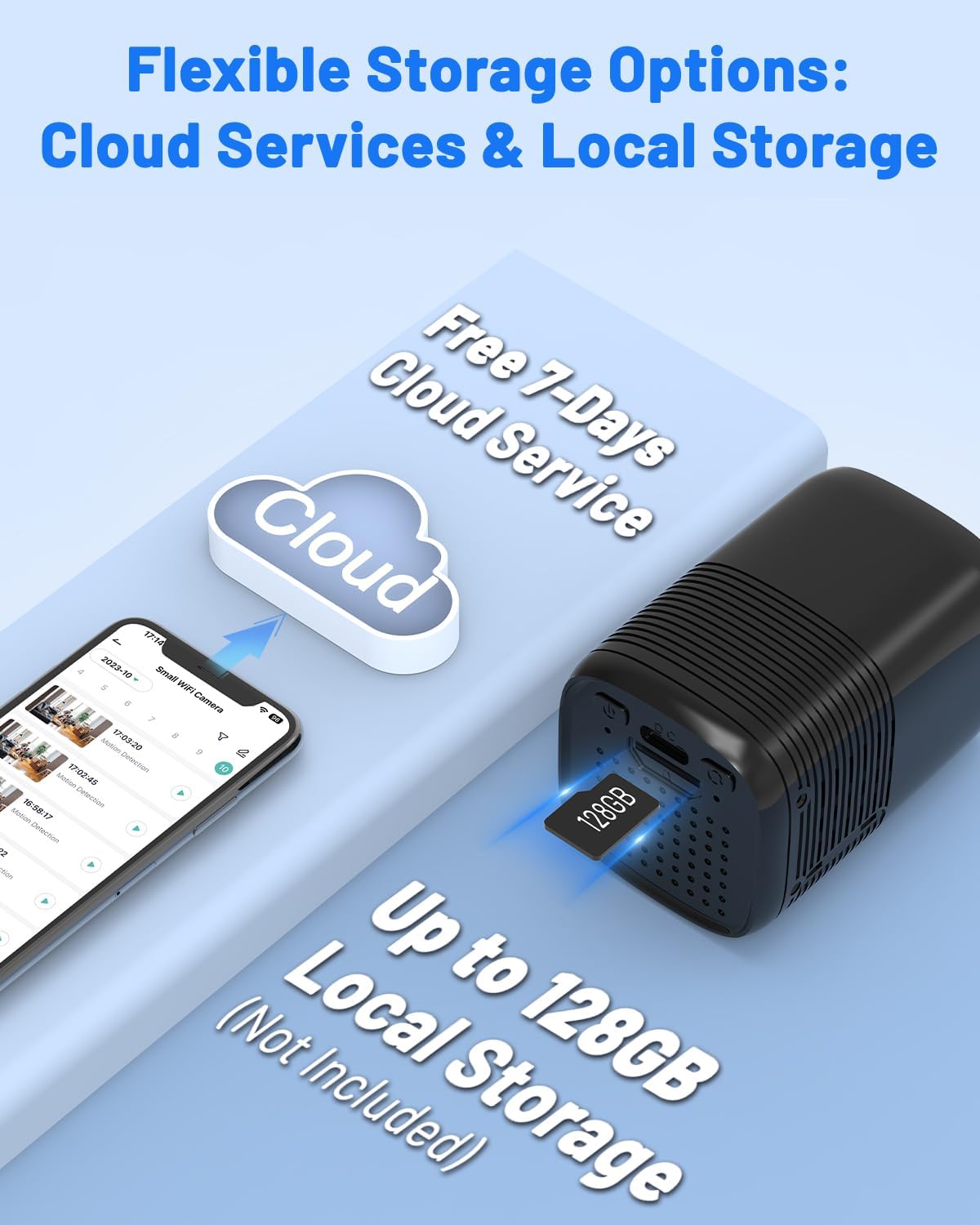 UCOCARE Spionagecamera draadloos 2-delig, op 5200 mAh batterij, 1080P HD, 160 graden, 10 m nachtzicht, Ondersteunt SD/Cloud