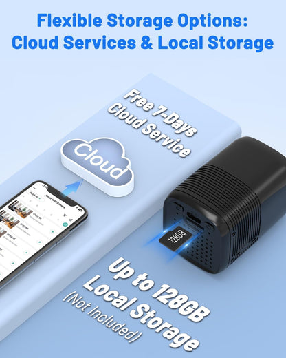 UCOCARE Spionagecamera draadloos 2-delig, op 5200 mAh batterij, 1080P HD, 160 graden, 10 m nachtzicht, Ondersteunt SD/Cloud