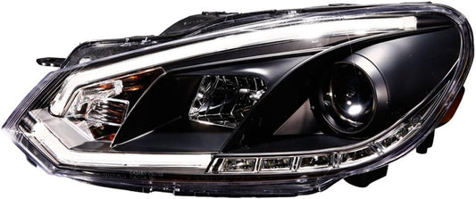 Set Koplampen incl. DRL 'Light-Bar' passend voor Volkswagen Golf VI 2008-2012 - Zwart - incl. Stelmotor