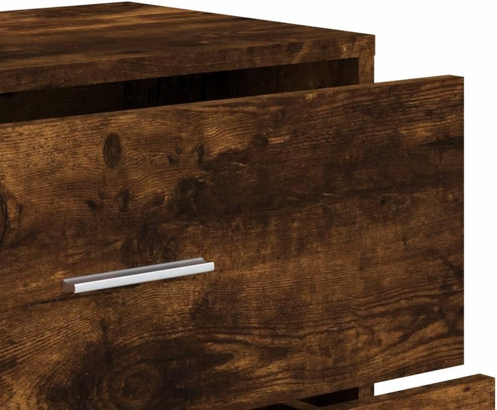 Tidyard Sideboards 3 Pieces Chest of Drawers Side Cabinet Dresser Living Room Cupboard Storage Cabinet Standing Cupboard Multifunctional Cabinet File Cabinet Smoke Oak 60 x 31 x 84 cm Wood - QUORE