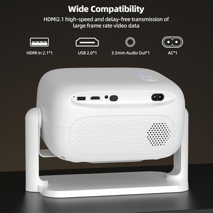 Bettdow Netflix Official 4K beamer, 1080p volledig verzegelde smart-projector, autofocus/trapeziumcorrectie, videobeamer met WiFi6 en Bluetooth 5.2, projector thuisbioscoop, wit