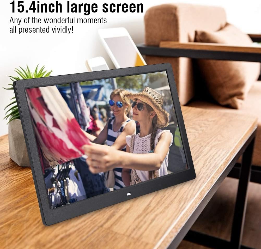 Digitale Fotolijst 15,4 Inch, LED Display 1280x800 HD, Klok en Kalender, Foto-Video Diavoorstelling, USB en SD-Kaart