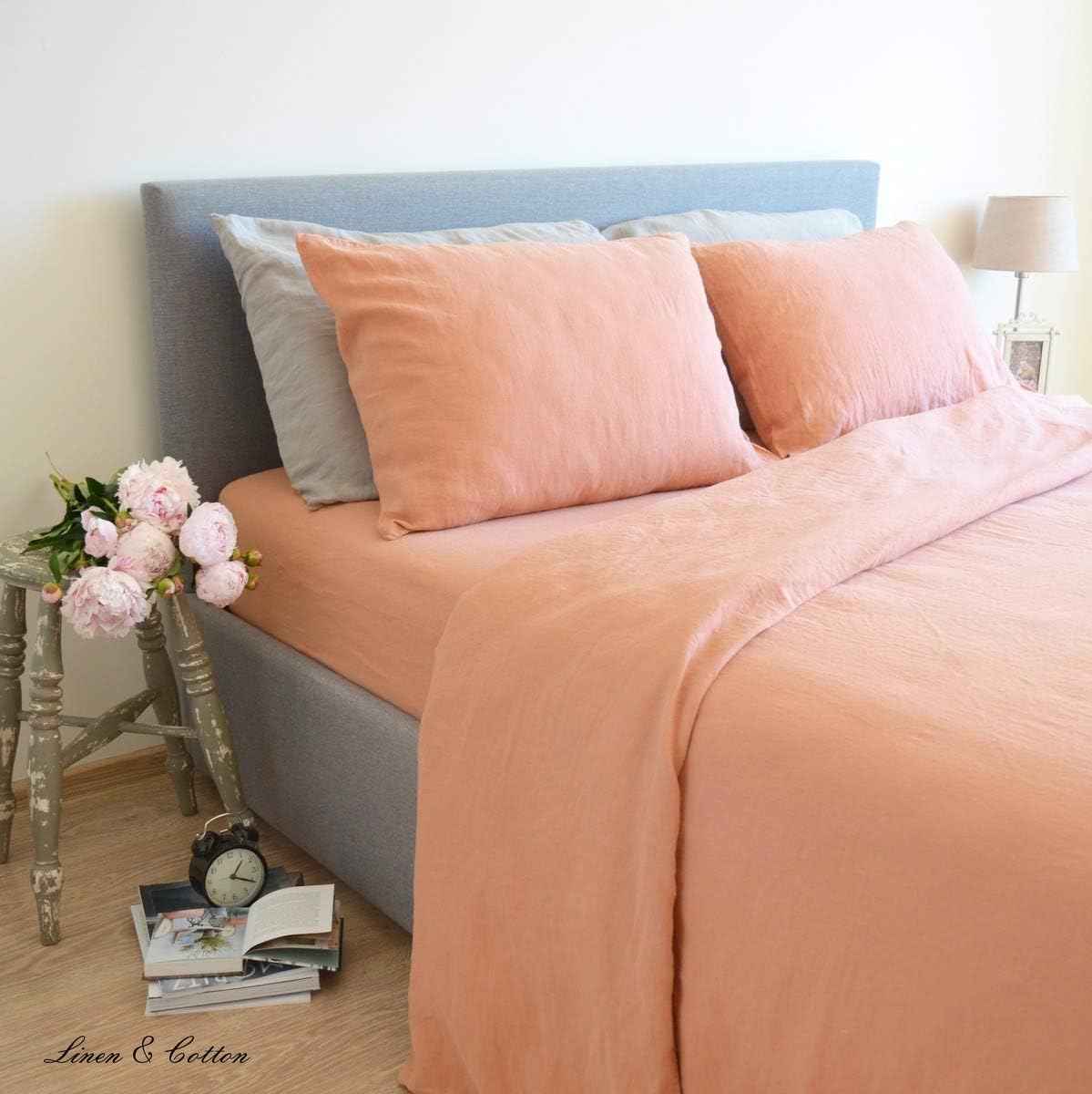 Linen & Cotton Zacht BeddLinen & Cotton Zacht Beddengoed Set Alicia -100% Gewassen Linnen, Koraal Roze (200 x 200 cm) Beddenset Dekbedovertrek Kussensloop Dubbel Bed Twin King Size Single Eenpersoons Tweepersoons Winter Zomerengoed Set Alicia - 100% Gewas