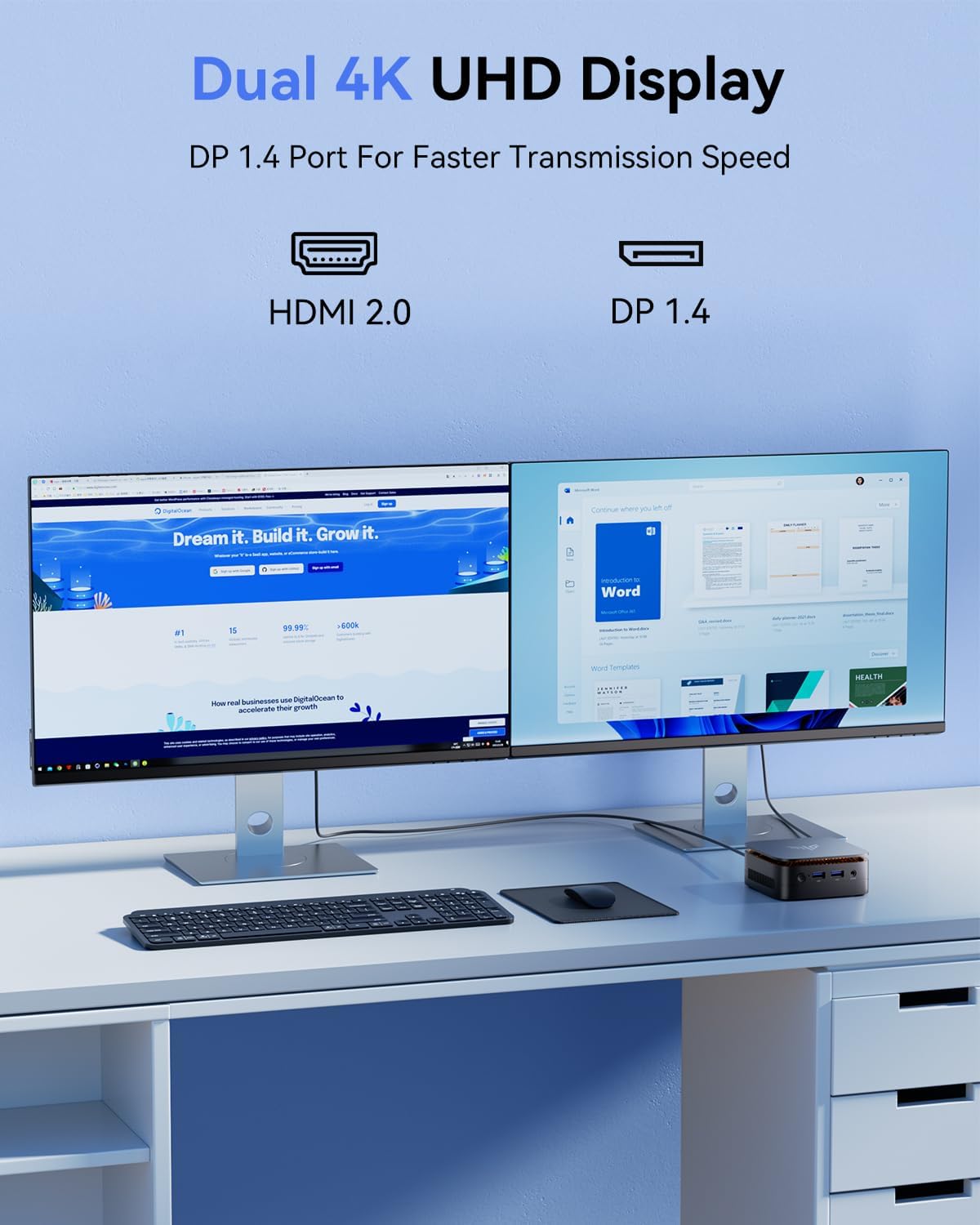 NiPoGi E1 Mini PC Ιntel Alder Lake Ν95 (tot 3,4 GHz) 16GB DDR4 512GB SSD, Mini Computer 2,5-inch SSD-uitbreiding/Gigabit Ethernet/2,4+5G WiFi/BT4.2/4K@60Hz UHD Dual Display Mini-PC voor Kantoor