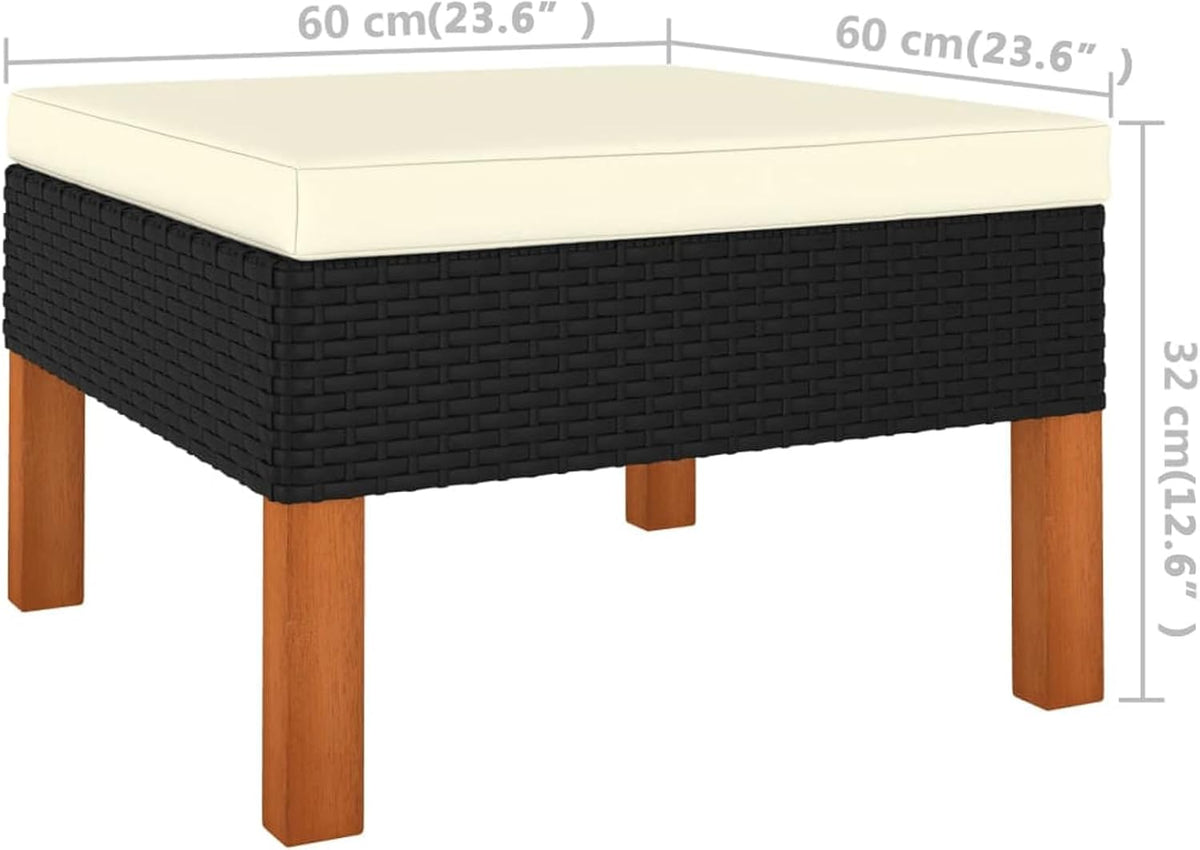 3-Piece Garden Lounge Set Poly Rattan and Eucalyptus Solid Wood Stool Sofa Dining Set with Corner Sofa and Table - QUORE
