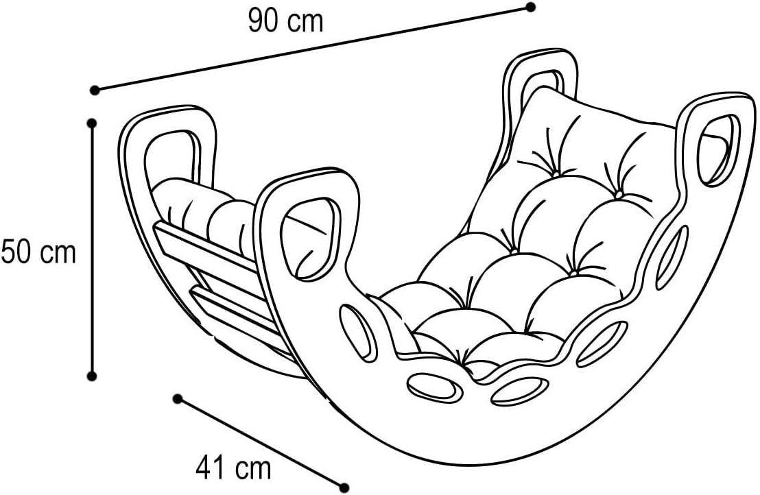 MISIOO Rocker Rocker For Children - Baby Rocker With Rounded Edges For Safety - White MDF - Laminated Surface - Incl. Climbing Wall/Slide/Cushion - 90x41x50cm - Rocker Baby - QUORE