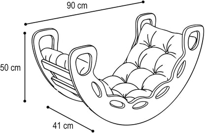 MISIOO Rocker Rocker For Children - Baby Rocker With Rounded Edges For Safety - White MDF - Laminated Surface - Incl. Climbing Wall/Slide/Cushion - 90x41x50cm - Rocker Baby - QUORE