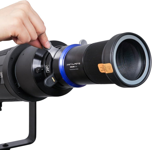 Optische Snoot Bowens – Spotlight – Lichtprojector – Projectorlamp – Gobo Projector – 33° Groothoek & 16° Telelens – 20 Gobo's en 5 Kleurfilters