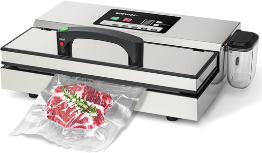 Wevac Vacuümmachine, zuigvermogen 16 liter/min, 30 cm lasnaad, regelbare vacuümsterkte, roestvrij staal, professionele vacuümmachine met vloeistofreservoir voor droge of vochtige levensmiddelen