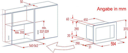 Silva-Homeline EBM-G 20.9 ingebouwde magnetron met grill en ontdooifunctie, 9 automatische kookprogramma's