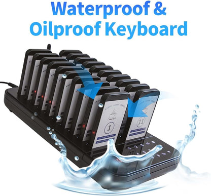 KZH Pager Systeem, Oproepsysteem Restaurant, 20 Pagers, 7 Oproepmodi, Gemakkelijk te Gebruiken, Waterdicht Aanraaktoetsenbord, Semafoonsysteem voor Bar, Ziekenhuis, Hotel