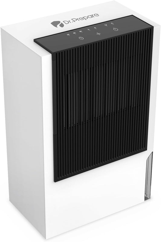 DR.PREPARE Luchtontvochtiger, voor huis, tank 25 l/24 uur, 4,5 liter, intelligente vochtcontrole, stille timer, 24 uur, 3 modi, met continue ontwatering, 40-45 m², voor slaapkamer, kelder, bijkeuken