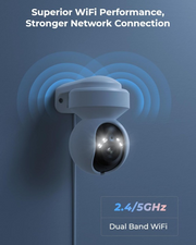 Beveiligingscamera - Wifi-beveiligingscamera - Camerabewaking - Draadloos - voor Buiten - 2.4 & 5GHz - 5MP - CCTV-camera - met AI-detectie van Mens - Huisdier - Automatisch Volgen - 3x Optische Zoom - Oudere Huisdieren - Tweerichtingsgeluid - Wit