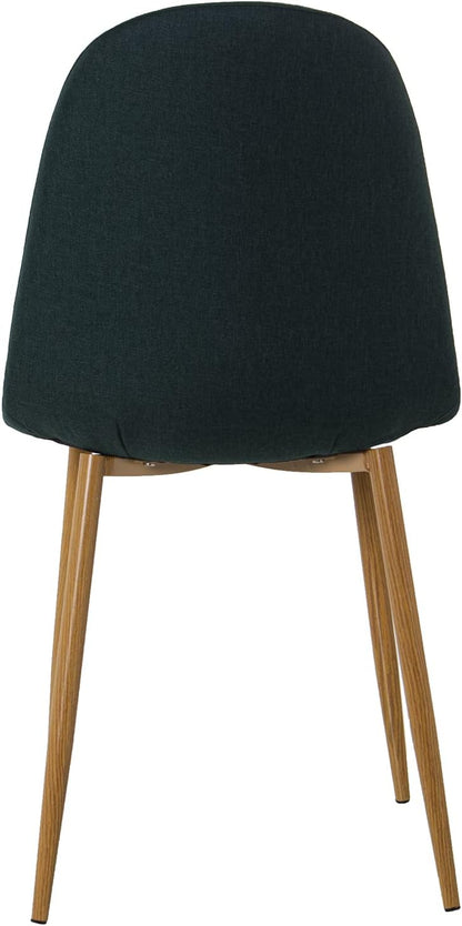 DRW Set van 4 stoelen en poten van metaal, houtlook, groen en hout, 44 x 52 x 87 cm, zitvlak 49 cm