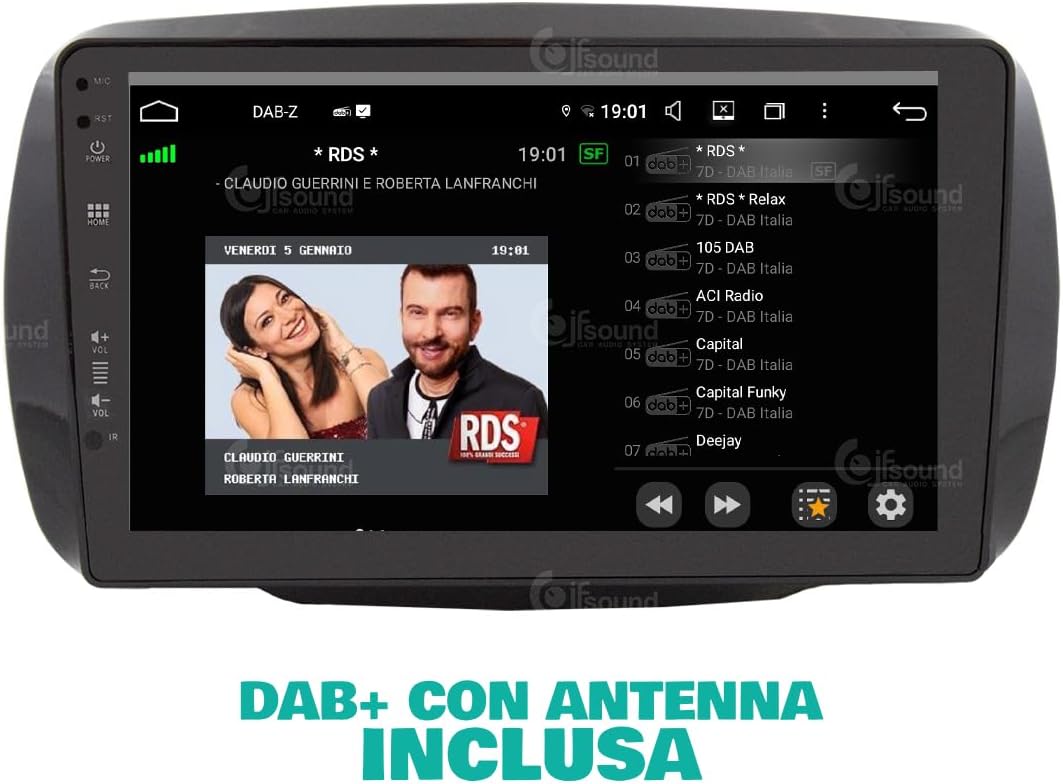 Specifieke autoradio voor Smart mit serienmäßiger Tom-Tom-Navigation Android GPS Bluetooth WiFi USB DAB+ Touchscreen 9" 8core Carplay AndroidAuto