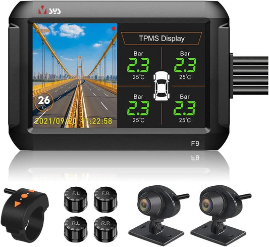 Auto Dashcam – Dashboardcamera – Autocamera – Rijregistratiecamera – Camera Voor Auto – Dubbele Voor- En Achtercamera Met 4 Inch Scherm – 1080P Full HD En Realtime TPMS Bandenspanningsbewaking