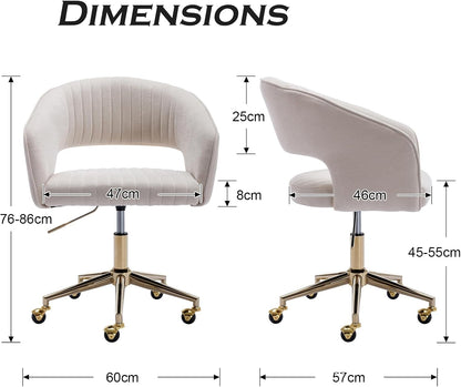 chairus Verstelbare Thuiskantoor Taakstoel Chenille Computer Draaibare Fauteuil Modern Open Rug Deskstoel (Beige)