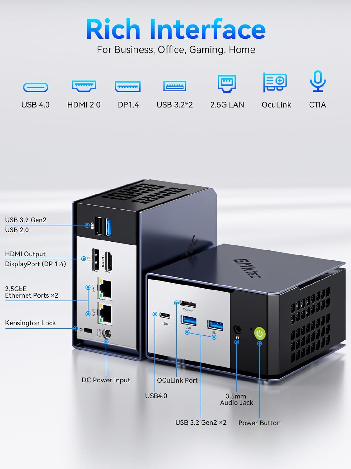 GMKtec K16 Gaming Mini PC AMD Ryzen 7 7735HS (4.75GHz) 32DDR5 RAM +512GB Hard Drive PCle SSD, Dual NIC LAN 2.5G Desktop Computer, Dual USB4, HDMI 2.0, USB-C
