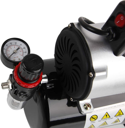 Airbrush-set – Airbrush-compressor – Airbrushpistool – Spuitpistool – Airbrush-kit – Olievrije Zuigercompressor – 3-Liter Luchtreservoir met Manometer