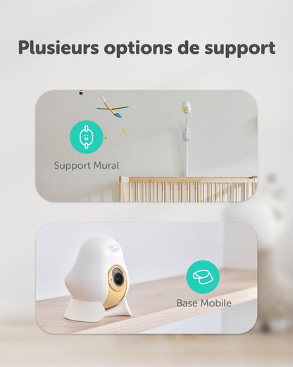 CuboAi 2025 Nieuw Model Slimme Babyfoon 3: Slaapveiligheidsmeldingen voor Bedekt Gezicht & Omrollen, 2.5K QHD Nachtzicht Camera, 2-Way Audio, Vochtigheidssensor, Slaapliedjes (Wandbevestiging Set)