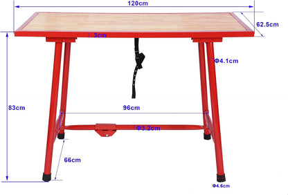 Inklapbare werktafel werkbank werkplaatstafel montagetafel 120x62,5 cm inpaktafel opvouwbaar