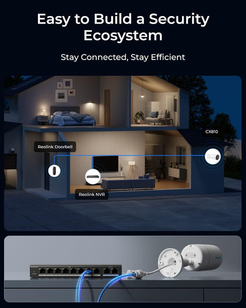Beveiligingscamera - WiFi-beveiligingscamera - Camerabewaking - ColorX PoE Camera - 4K UHD - True Color Nachtzicht - F1.0 Super Opening - 1/1.8'' Beeldsensor - HDR Technologie - Persoon - Dier Detectie - Spotlight - Sirene Alarm - 2-weg Audio - Wit