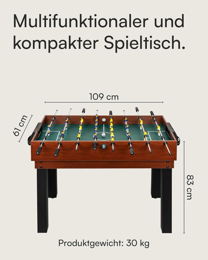 shelfmade Multifunctional Game Table, Children's Table Football, Wood, Convertible Pool Table, Mini Table Tennis Table - Multi Play Table for Adults - 10 Games in 1 - QUORE