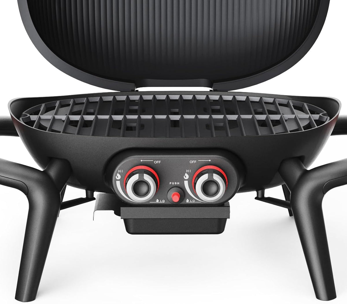 TAINO KENAI Gas Barbecue for Camping, Table Grill, Balcony Grill, Gas, Outdoor Kitchen, Thermometer, Aluminium Casting, Black - QUORE