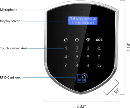Wolf-Guard WM2GR-P WiFi en GSM 433 MHz veiligheidsalarmsysteem met huisdiervriendelijke bewegingsmelder, batterij-arme deurdeursensor, RFID-tag